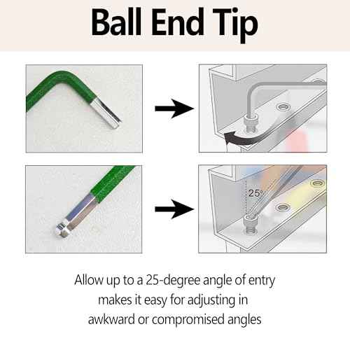 4PCS 2.5mm Ball End Hex Key Wrench, L-Shape Long Arm Allen Wrench, S2 Steel Six-Edge Screw Driver, Hexagon Head Repairing Tool, Green