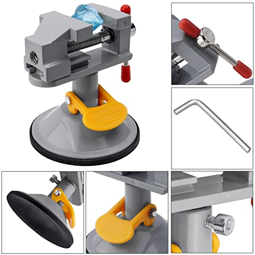 Yakamoz Mini Bench Vise 360 Degree Suction Vise Small Table Vice Clamp Workbench Vise for Jewelry Making DIY Wood Craft Carving Breads Drilling Bed Tool