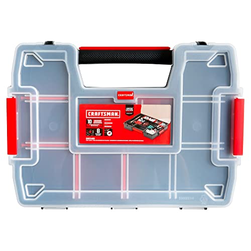 CRAFTSMAN 3-Pack Small Parts Storage Organizer with Removable Dividers, 10 Compartments, Secure Latch, 11.5 x 2.5 x 8.5 Inches