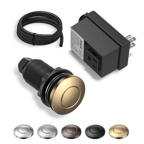 ANWOLL UL Listed Wireless Garbage Disposal Air Switch Kit Champagne Bronze 3.6" Long Button
