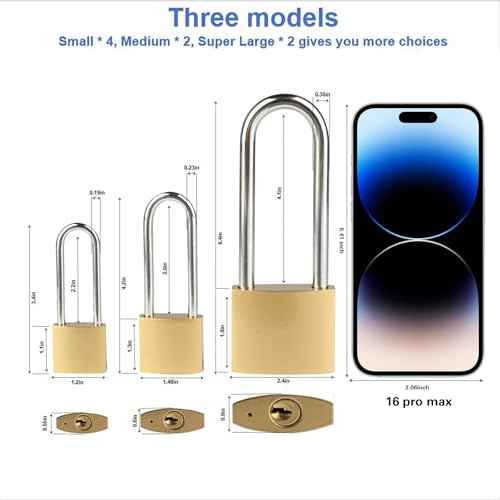 4 Pcs Padlock with Keys, 3.4 Inch Long Keyed Padlocks, Shackle Pad Lock with Keys, Lock and Key Set for Outdoor Fence Storage Unit Toolbox Shed Gym Locker Padlocks with Key
