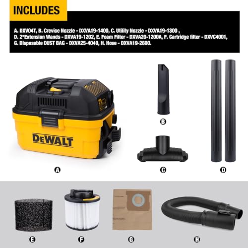 DEWALT 4 Gal. 5.0 HP Wet Dry Vacuum with Hose & Accessories DXV04T