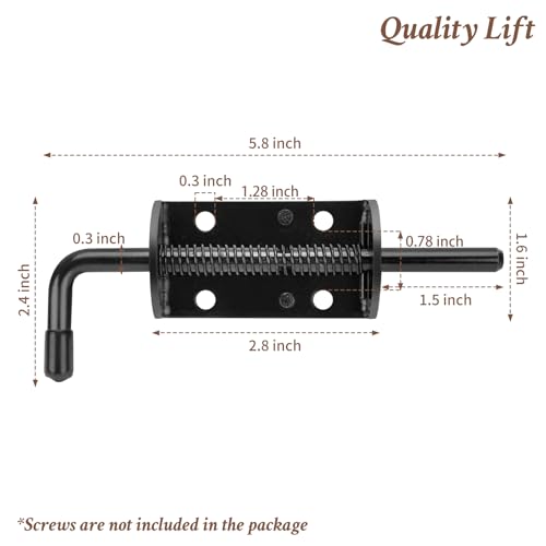 Spring Loaded Gate Latch Pin Barrel Bolt 6in Durable Solid Steel Black 2pcs