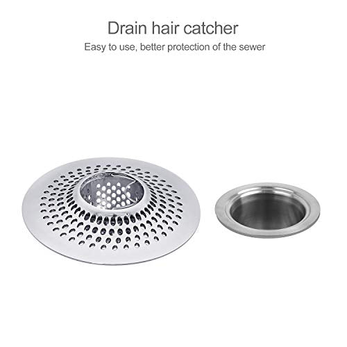 LEKEYE Silver Stainless Steel Drain Hair Catcher for Bathtub Shower Drain Protector