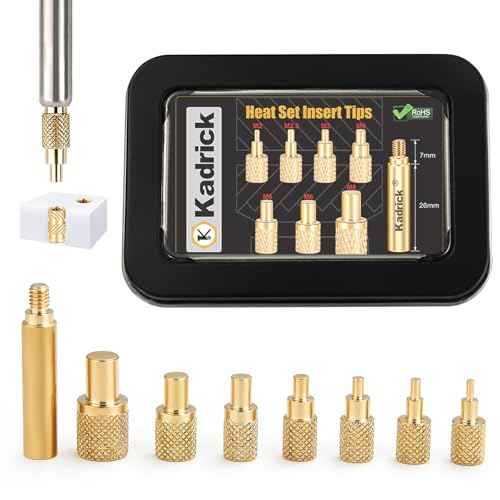 Kadrick Soldering Tips/Heat Set Insert Tips - for Heat set Inserts,7 Tips for Threaded inserts M2 M2.5 M3 M4 M5 M6 M8, Heat Set Insert Tool for 3D Printer Users,Compatible with 900M/T18/FX-888D Irons