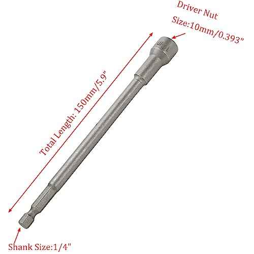 Hex Shank Magnetic Power Nut Driver Bit Set 10mm Hex Socket Extension Long Metric Hex Driver Bits -2pcs