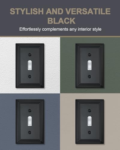 Black Metal Switch Plates Outlet Covers 2-Pack, Toggle Wall Plate - ZILLSEA