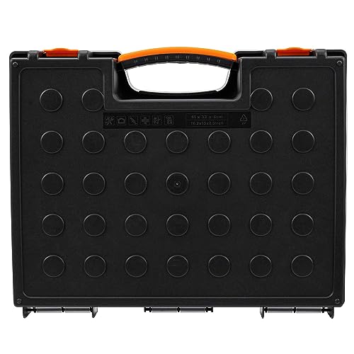 Amazon Basics 19-Compartment Portable Small Parts Organizer, 16.5 x 13.2 x 2.4 in, Black/Orange
