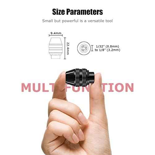 Drill Chuck Collet Set for Dremel, 14PCS 1/32" to 1/8" Replacement 4486 Drill Keyless Bit Chuck Shank Rotary Tool Quick Change Adapter