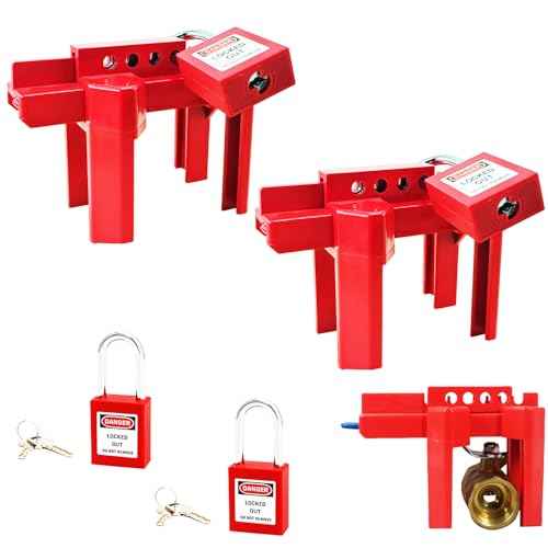 Ball Valve Lockout,Adjustable Ball Valve Lockout Device,for 1/2"-2-1/2" Outside Pipe Diameter,Outdoor Water Spigot Lock Industrial Faucet Handle Locks Pipeline Valve Locking Device(2pack£©