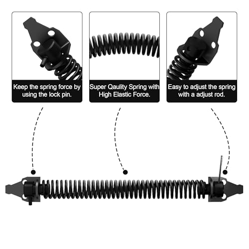 Skysen 14-Inch Self-Closing Fence Gate Spring Adjustable for Wooden/Vinyl Fences - Carbon Steel, Black (Listing 1)