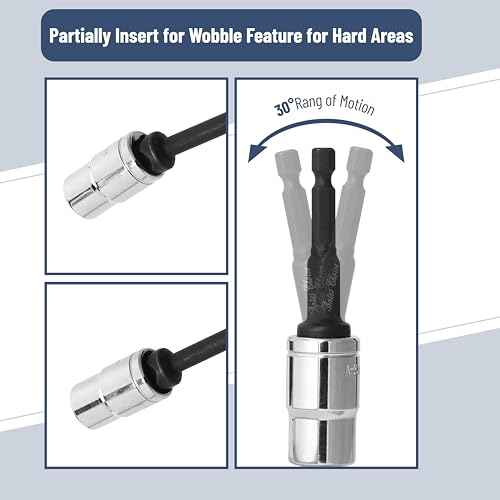 Bates- Impact Wobble Adapter Set, 6 pcs, 6", 2-3/4" & 2-1/2"-Long, 1/4" Drive Hex Shank, 1/4" 3/8" & 1/2", Wobble Extension Set
