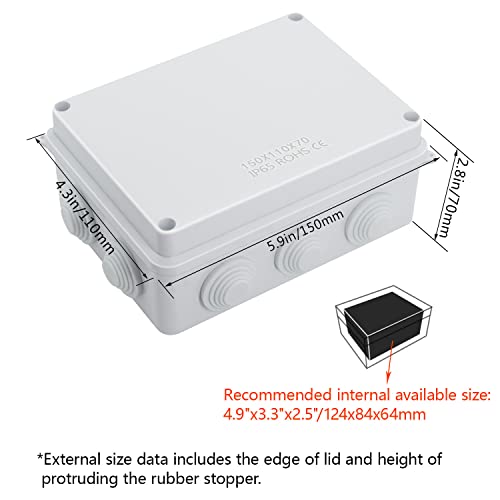 LeMotech ABS Plastic Dustproof Waterproof IP65 Junction Box Universal