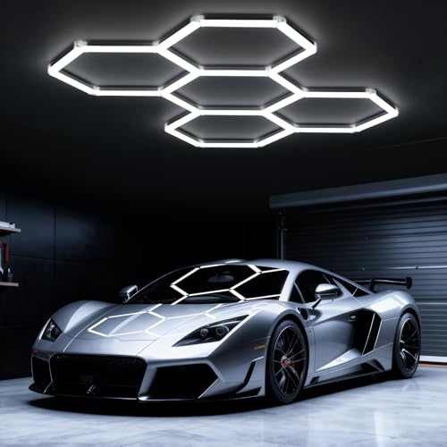 White Hexagon Garage LED Light 168W 5 Grids 18480LM - Ipackorin