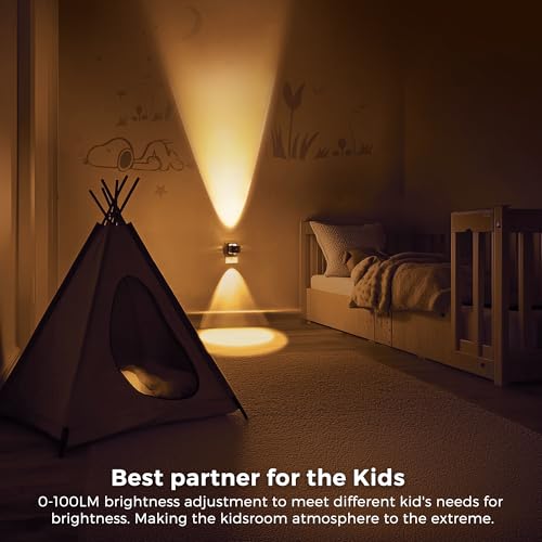 L LOHAS LED Night Light Projector Black / Soft White – Wall Plug-In Sensor Light