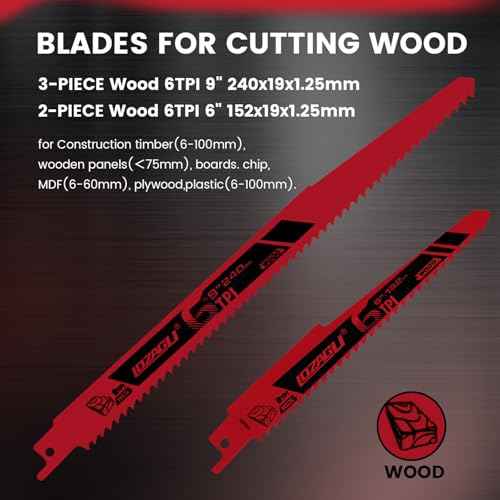10-Piece Reciprocating Saw Blades Set, 6 to 9 Inch Metal/Woodcutting Saw Blades, Pruner Saw Blades
