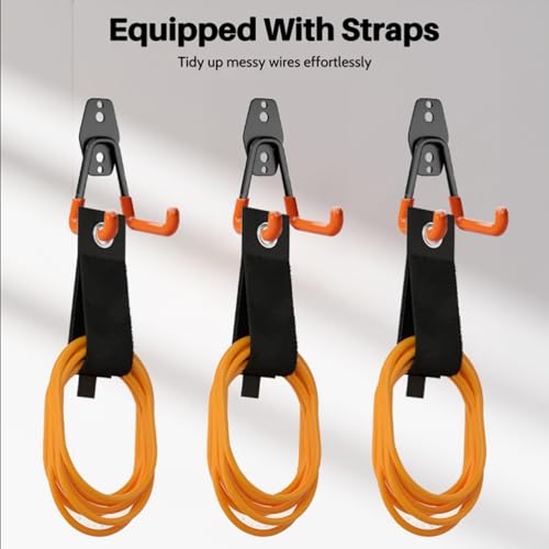 Garage Hooks Heavy Duty 14 Pack Utility Wall Mount Storage Hangers with Mop Broom Holders Extension Cord Holder Organizer for Power Tool Garden Tool Ladder Hose