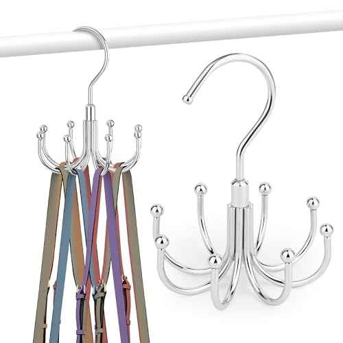 ZEDODIER Purse Hanger Organizer for Closet, Rotatable Sturdy Purses Holder Holds 8 Bags, Metal Space Saving Closet Organizers and Storage, Silver