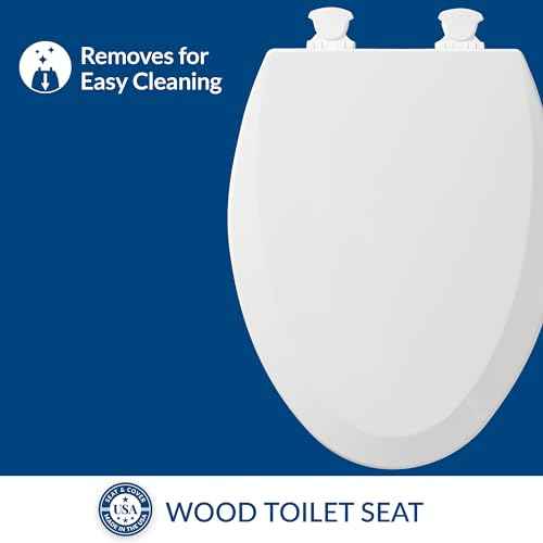 Bemis 1500EC 390 Lift-Off Wood Elongated Toilet Seat, Cotton White (Pack of 1)
