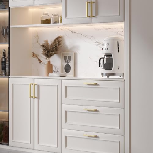 Goldenwarm 10 Pack 5 Inch Brushed Gold Cabinet Handles - Modern Kitchen Drawer Pulls