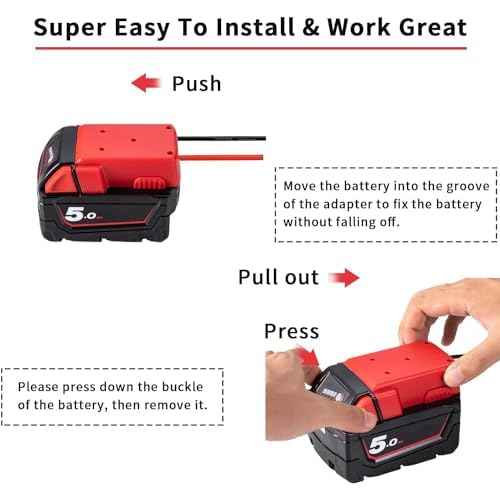 Power Wheel Adapter Set for Milwauke 18V Battery with 14AWG Wire for Robotics, Work Lights, RC Trucks, and RC Toys