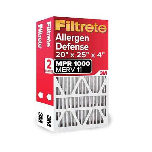 Filtrete 20x25x4 AC Furnace Air Filter, MPR 1000, MERV 11, Fits Honeywell & AprilAire Space-Gard, Allergen Defense, Electrostatic Air Cleaning Filter, 2-Pack (actual size 19.88 x 24.63 x 4.31)