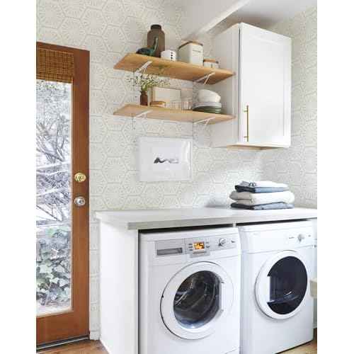 Geometric Peel and Stick Wallpaper Boho Contact Paper for Cabinets Drawers Modern Self Adhesive Removable Wallpaper for Bedroom Bathroom Waterproof Beige and White Contact Paper 78.7inL 17.3inW