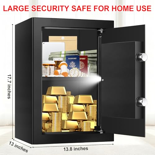 Tipiyajo 3.4Cuft Large Digital Fireproof Waterproof Home Safe Box, Programmable Keypad