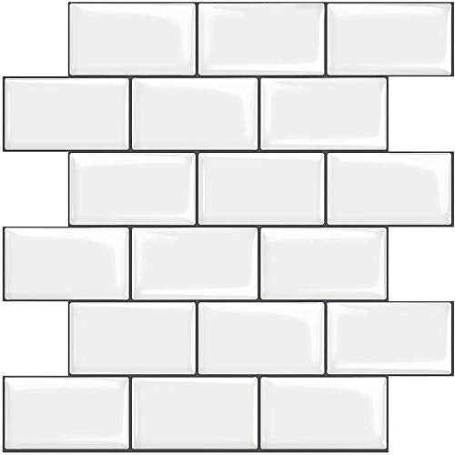 STICKGOO 1-Sheet Subway Tiles Self Adhesive Kitchen Splashbacks, Peel and Stick Wall Tile Stickers, Stick on Tiles Splashback (Black, Thicker Design)