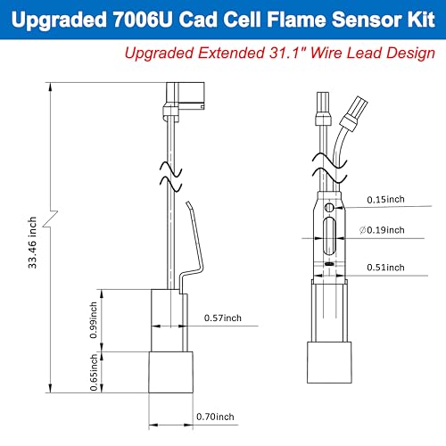 Beckett 7006U Cad Cell Flame Sensor Kit with 31.1" Lead Wires - Replacement for AF/NX/SR/SF Burner Oils