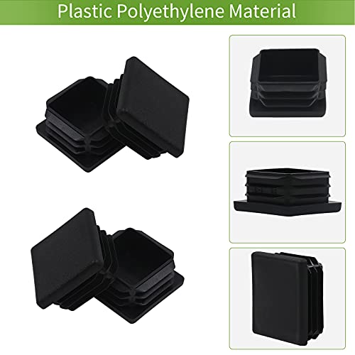 12-Pack 1.5 Inch Square Plastic Tube End Caps for Fencing and Furniture