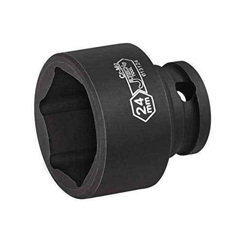 Jetech 3/8 Inch Drive 24mm Standard Impact Socket, Made with Chrome Molybdenum Alloy Steel, Heat Treated, 6-Point Design, Metric