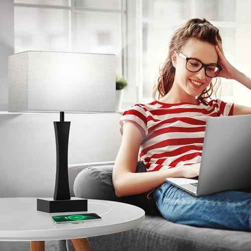 Bedside Lamps for Night Stands - 3 Way Dimmable Table Lamp for Bedroom with USB C+A Ports,Modern Bedside Lamps Set of 2, Touch Lamps for Nightstand Living Room Side Table End Tables(Bulbs Included)