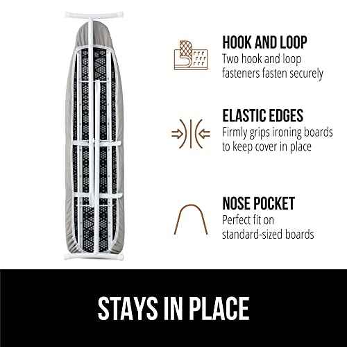 GORILLA GRIP The Original Ironing Board Cover and Pad, Silicone Coating, Thick Scorch Resistant Padding, Heavy Duty Iron Covers Standard Boards, Hook and Loop Fastener Strap, Silver, 15x54