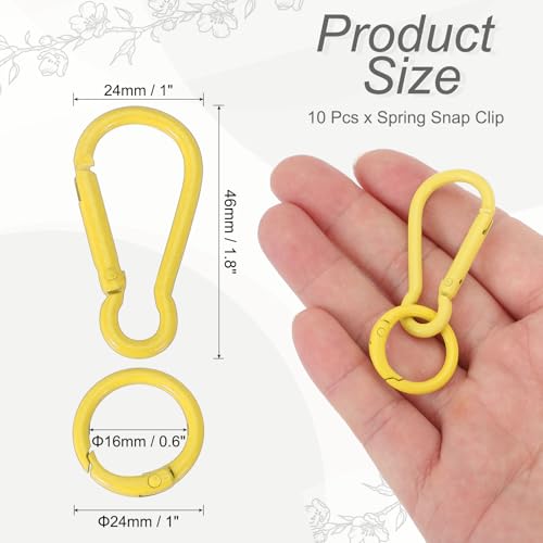 Yellow uxcell Spring Snap Clip Key Chain Hook with O Ring - Pack of 10