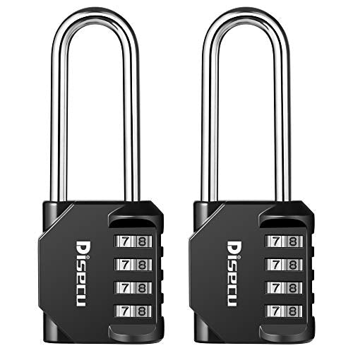 disecu 2 Pack Waterproof 2.6 Inch Shackle Combination Locks - Black, Outdoor Security Padlocks for Gym, Locker, Gate, Toolbox