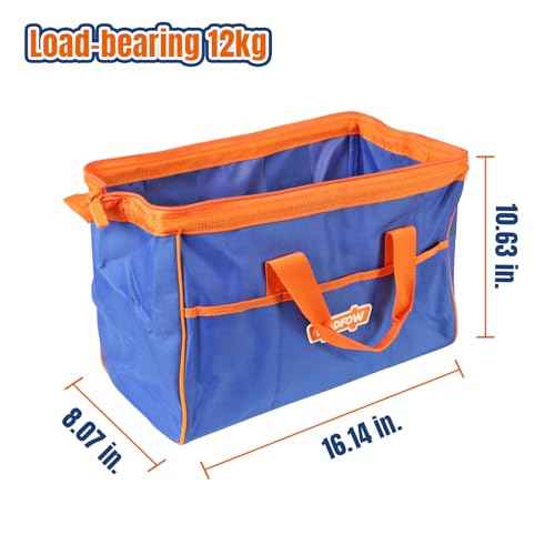 WTG3A16 16-inch Tool Bag,Multi-Pockets Tool bag with Waterproof Material and Wide Mouth Design,for Professional and Daily Use,Blue and Orange
