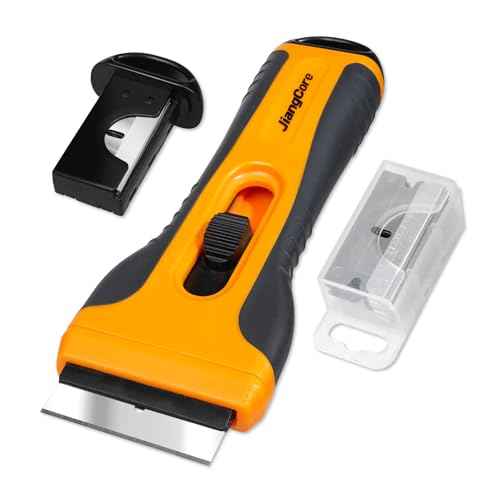 Razor Blade Scraper Tool with 15 Extra SK5 Blades - Multi-Surface for Glass Tile Window Car Cooktops - Stainless Steel, Cleaning & Paint Removal Tool