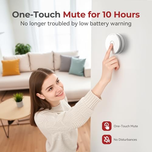 SITERLINK 4-Pack Smoke Detectors with 9V Replaceable Batteries - GS509A, Includes New Batteries