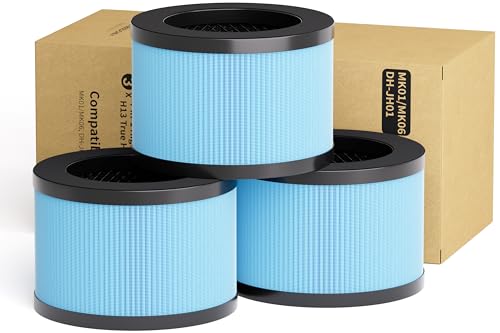 MK06 MK01 True HEPA Replacement Filter 3 Pack Compatible with AROEVE MK01 MK06A MK06A VOOPNU DH-JH12 DH-JH01 Tolife TZ-K1 FreAire KN6391