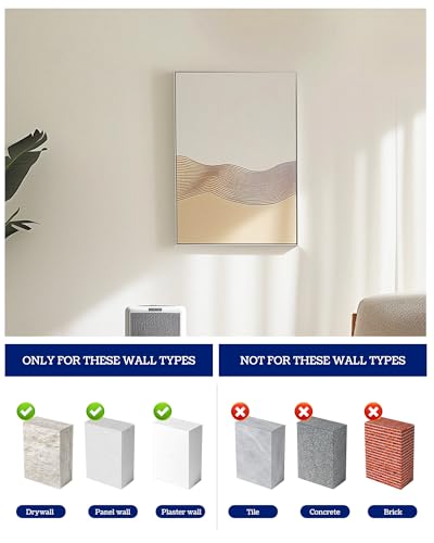 PinCute 40 PCS Heavy Duty Drywall Picture Hooks - No Nails Wall Hangers