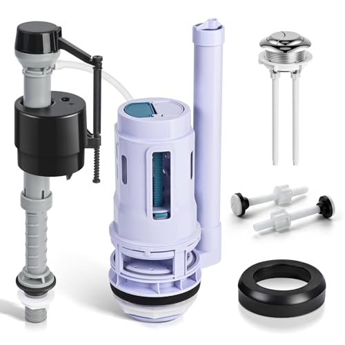 3-Inch Dual Flush Valve Replacement Kit for 2-Piece Toilets - Universal Fit, Push Button, Gasket & Bolts, Compatible with Glacier Bay, Toto, American Standard