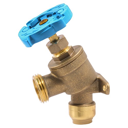 SharkBite 1/2 Inch x 3/4 Inch MHT Garden Valve, Multi Turn, Push to Connect Brass Plumbing Fitting, PEX Pipe, Copper, CPVC, PE-RT, HDPE, 24622LF