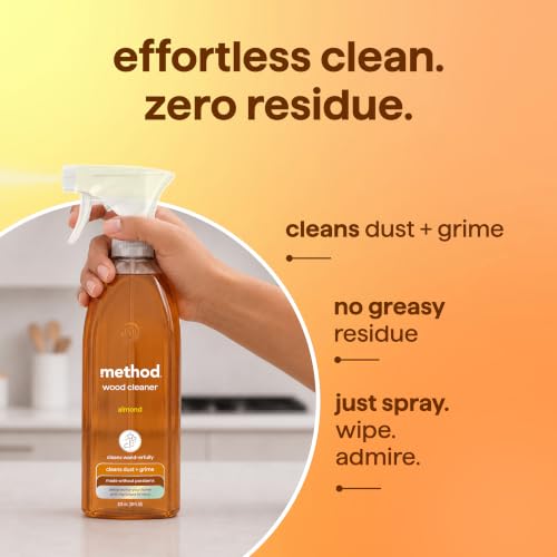 Method Daily Wood Cleaner Almond 28 fl oz - Safe Sealed Wood Surface Cleaner