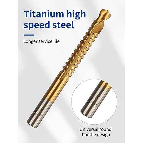 Rocaris 8 Pack Titanium Coated HSS Twist Drill Bits, 3-10mm Serrated Side Cutting Drill Bit Woodworking Tools for Plastic Metal Wood Hole
