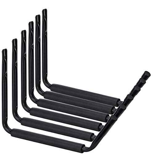 Garage Storage Jumbo Arm Hook Heavy Duty Wall Mount Organizer Utility Garden Hanger with EVA Protector, 6 Pcs 15" Kayak Storage Hooks