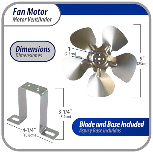 APPLI PARTS 10W 115V Refrigeration Condenser & Evaporator Fan Motor - Includes Aluminum Fan Blade & Base, Universal Fit