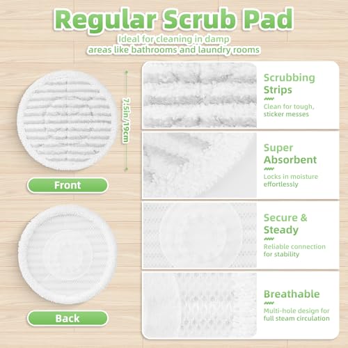 8 Pack Shark Steam Mop Replacement Pads – 4 Scrub + 4 Plush (S8201 S8001 S8002BRN, White/Gray)