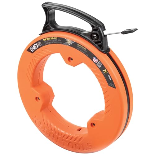 Klein Tools 25-Foot Steel Fish Tape for Electrical Wiring, 1/4-Inch Wide