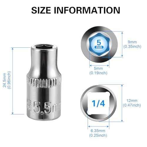 [13pcs] Durable 5.5mm Socket, 1/4 socket set,Shallow Socket 1/4 Inch Drive 5.5mm 6 Point, CORROSION RESISTANCE